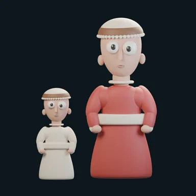 Woman and Child in a Courtyard, reimagined in clay